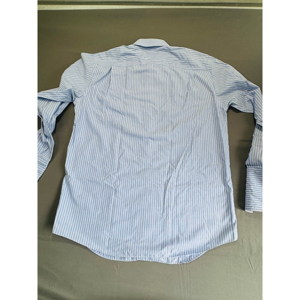Nautica Premium Non Iron Striped Dress Shirt Men Size 16 34 35 Blue White French - Picture 12 of 16